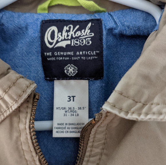 Oshkosh B'gosh tan zip up jacket - Picture 3 of 4
